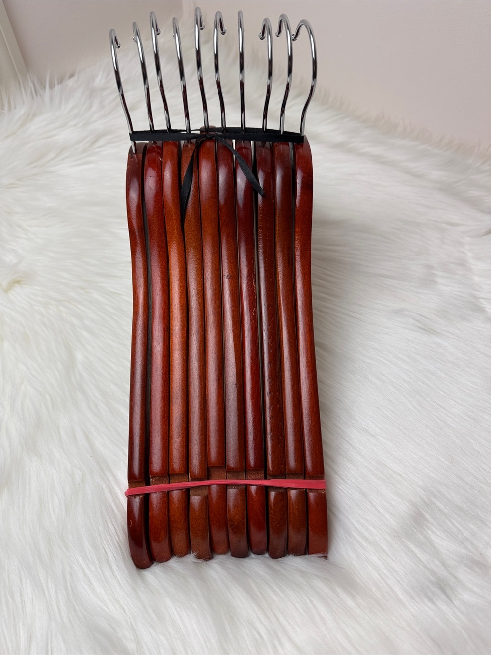 Wooden Shirt Hangers - Set of 10 in Warm Brown Mahogany